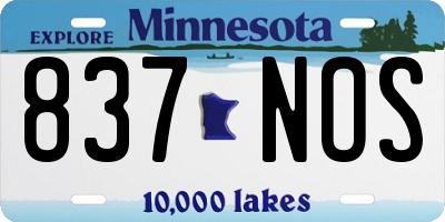 MN license plate 837NOS