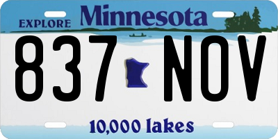 MN license plate 837NOV