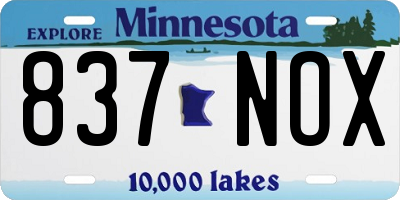 MN license plate 837NOX