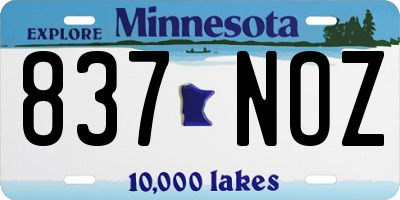 MN license plate 837NOZ