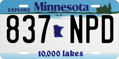 MN license plate 837NPD