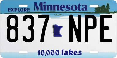 MN license plate 837NPE