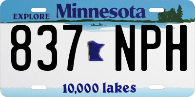 MN license plate 837NPH