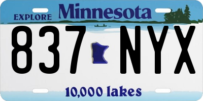 MN license plate 837NYX