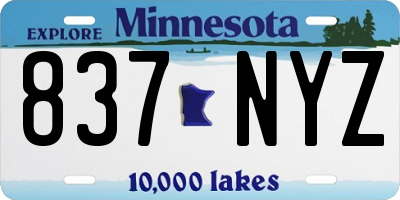 MN license plate 837NYZ