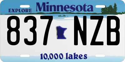 MN license plate 837NZB