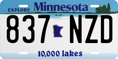 MN license plate 837NZD