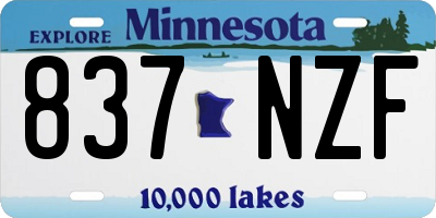 MN license plate 837NZF