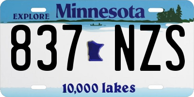 MN license plate 837NZS