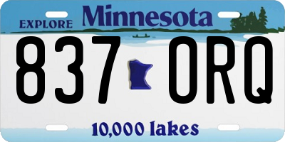 MN license plate 837ORQ