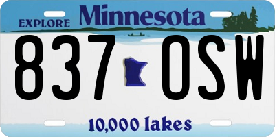 MN license plate 837OSW