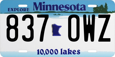 MN license plate 837OWZ