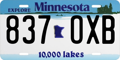 MN license plate 837OXB