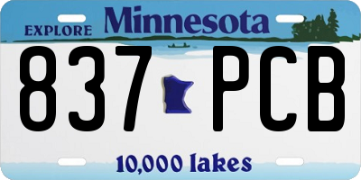 MN license plate 837PCB