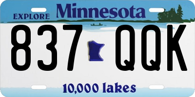 MN license plate 837QQK