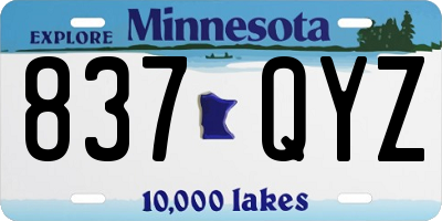 MN license plate 837QYZ