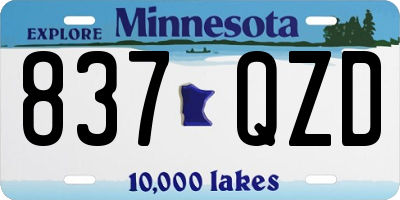 MN license plate 837QZD