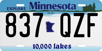 MN license plate 837QZF