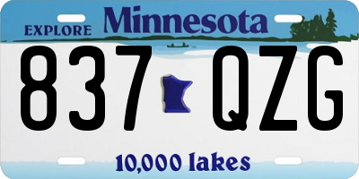 MN license plate 837QZG