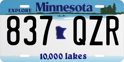 MN license plate 837QZR