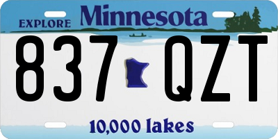 MN license plate 837QZT