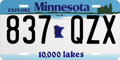 MN license plate 837QZX