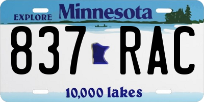 MN license plate 837RAC