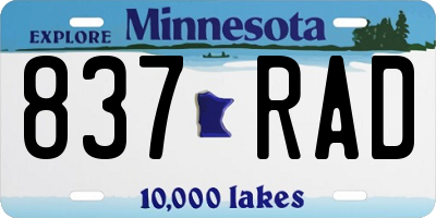 MN license plate 837RAD