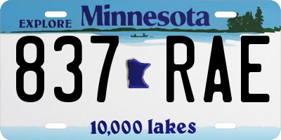 MN license plate 837RAE