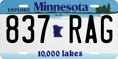 MN license plate 837RAG