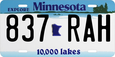 MN license plate 837RAH