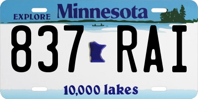 MN license plate 837RAI
