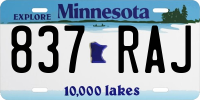 MN license plate 837RAJ