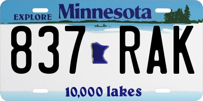 MN license plate 837RAK