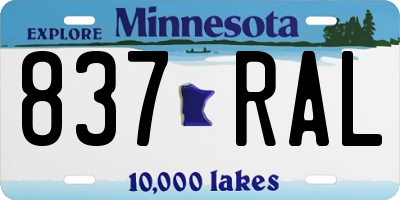 MN license plate 837RAL