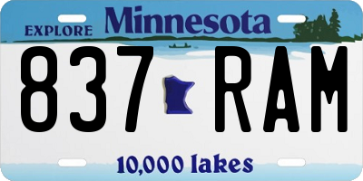 MN license plate 837RAM