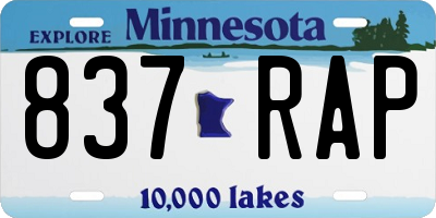 MN license plate 837RAP