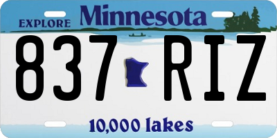 MN license plate 837RIZ