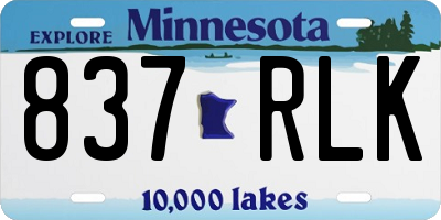 MN license plate 837RLK