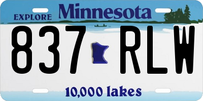 MN license plate 837RLW