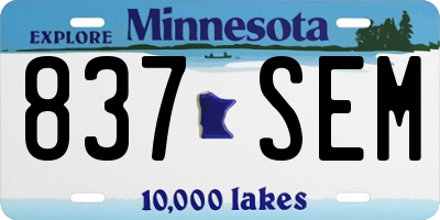 MN license plate 837SEM