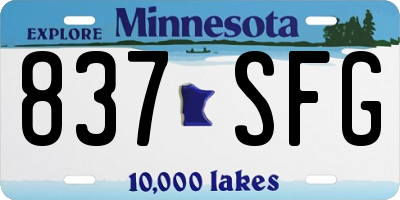 MN license plate 837SFG