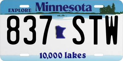 MN license plate 837STW