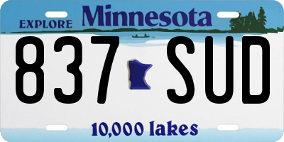 MN license plate 837SUD