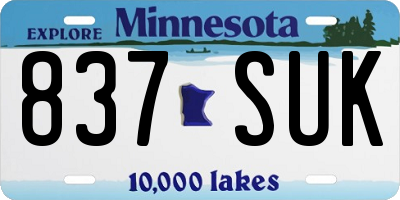 MN license plate 837SUK