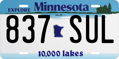 MN license plate 837SUL
