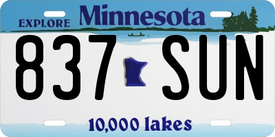 MN license plate 837SUN