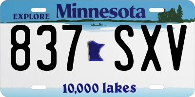 MN license plate 837SXV