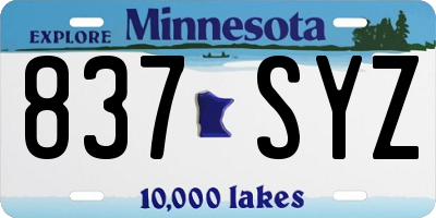 MN license plate 837SYZ