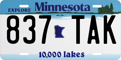 MN license plate 837TAK